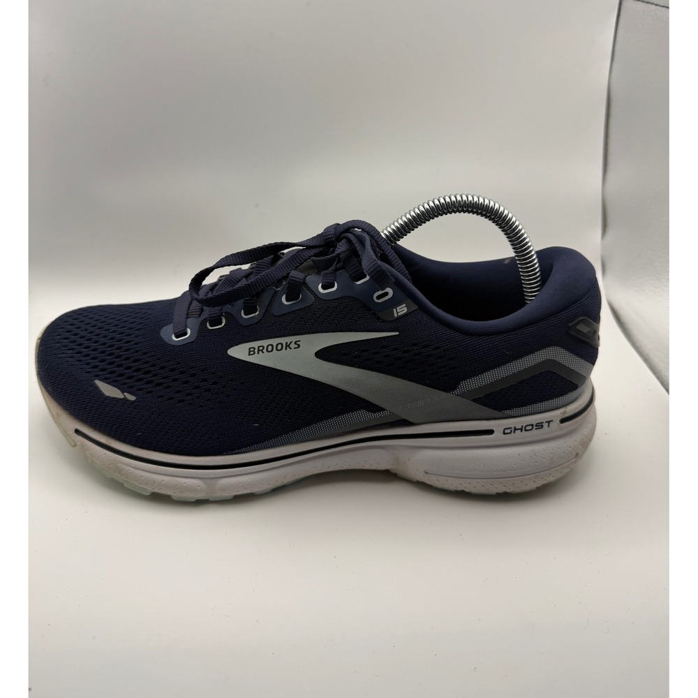 Brooks Ghost 15 Running Shoes Women 9 Wide Navy Blue Good 1203801D450